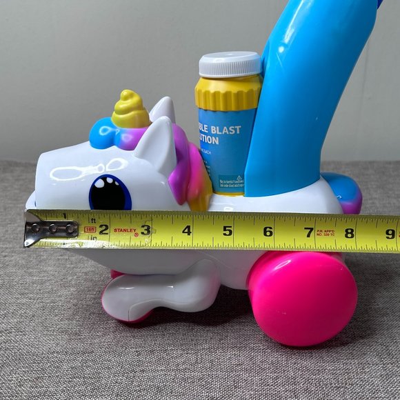 Play Day Unicorn Push Bubble Blower w/ Bubble Solution Blue White NWOB - Picture 11 of 12